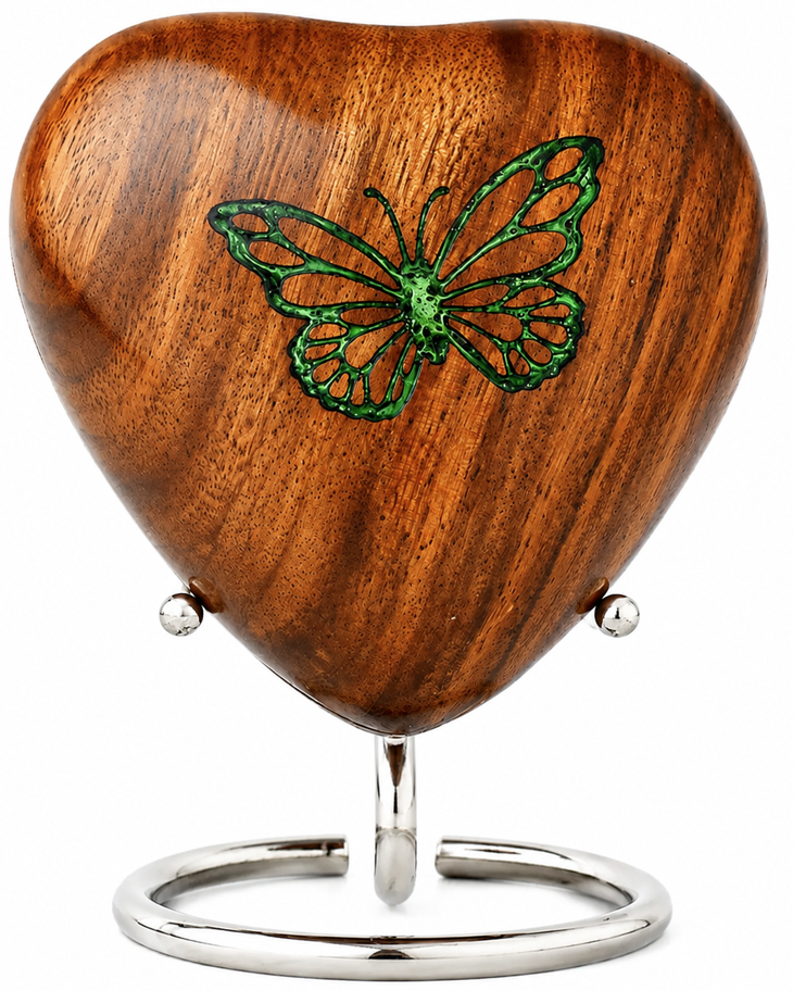 Heart-Shaped with Butterfly Resin Art Cremation Urn