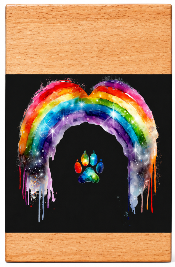 Wooden Rainbow Cremation Urn
