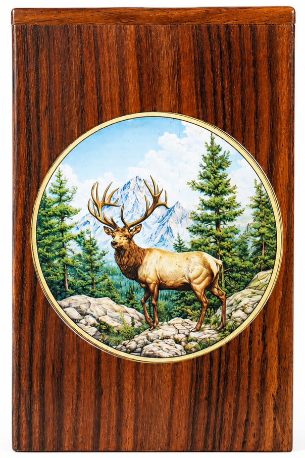 Majestic Elk Mountain Memorial Urn with Wildlife Scene