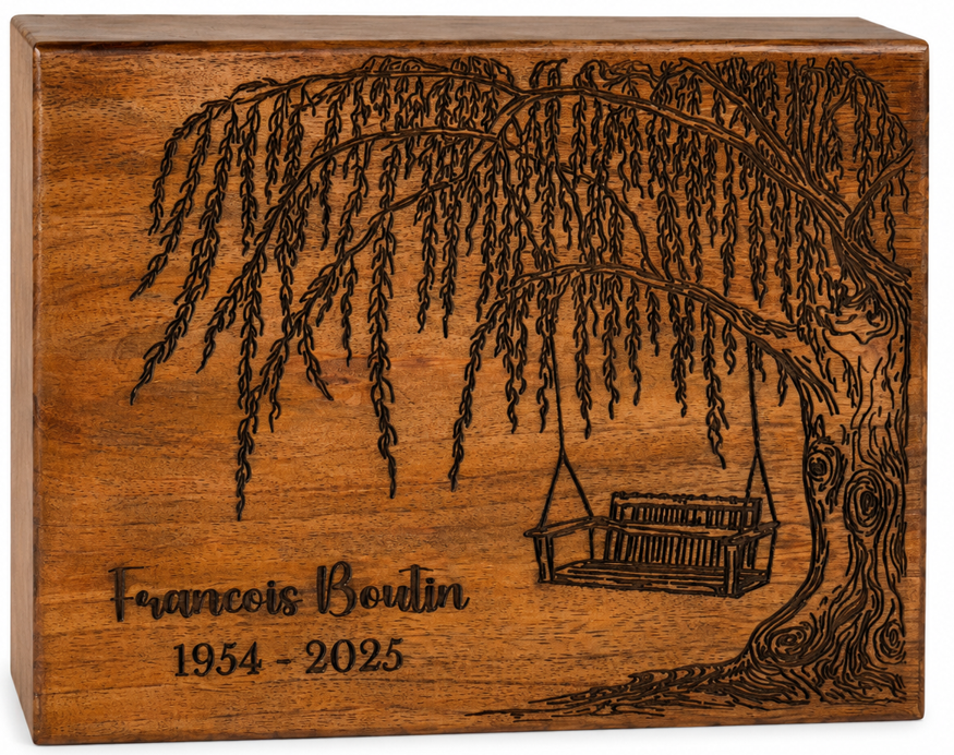 Personalized Willow Tree & Swing Engraved Wooden Urn