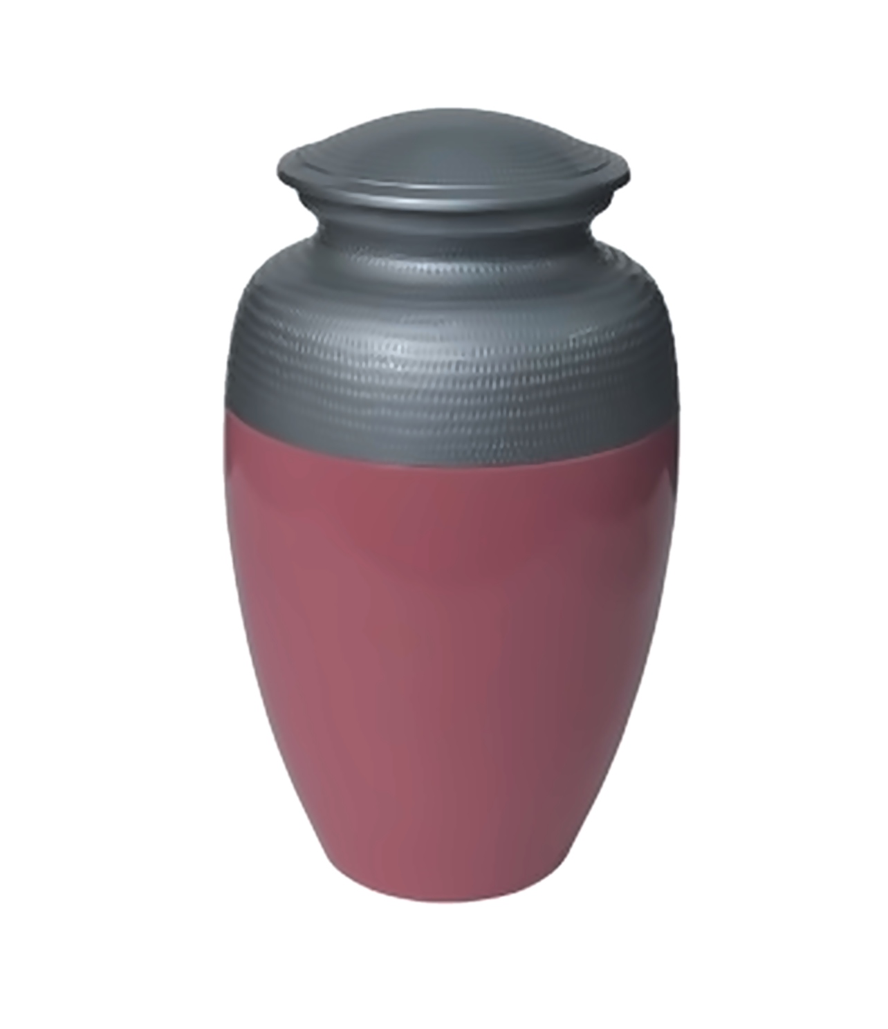 Rose Pink & Grey Two-Tone Cremation Urn with Hammered Texture