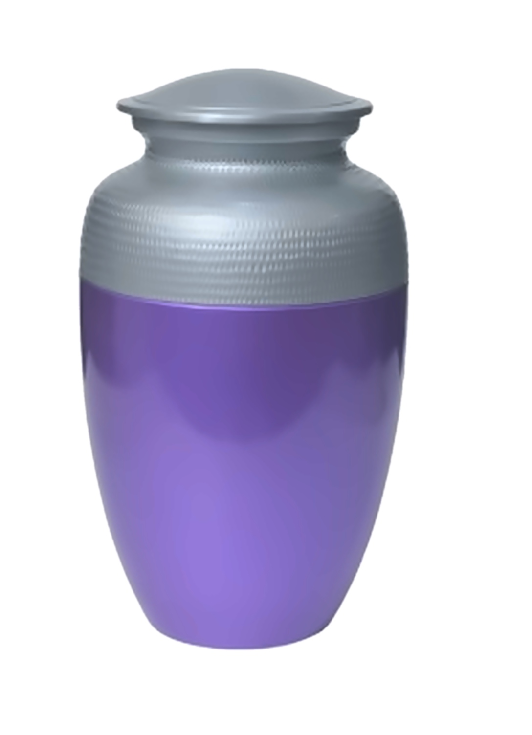 Purple & Silver Two-Tone Cremation Urn with Hammered Texture –